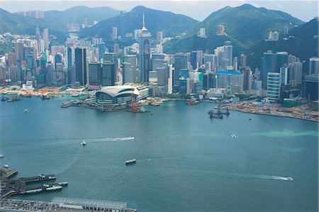 Bird's eye sweep of Wanchai skyline from Sky100, 393 metres above sea level, Hong Kong Foto de stock - Con derechos protegidos, Código: 855-06313974