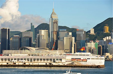 dock ship - Ocean Terminal and Wanchai skyline, Hong Kong Stock Photo - Rights-Managed, Code: 855-06337722