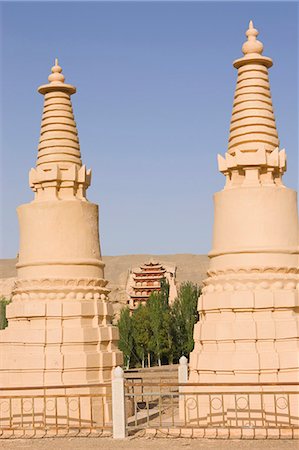 simsearch:855-06337903,k - Pagodas, Mogao caves, Dunhuang, Gansu Province, Silkroad, China Stock Photo - Rights-Managed, Code: 855-06337856