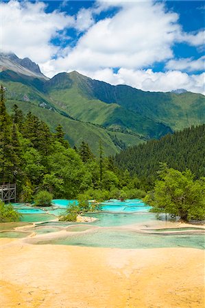 sichuan province - Jade-baignade, étang, Huang Long, Sichuan, Chine Photographie de stock - Rights-Managed, Code: 855-06338618