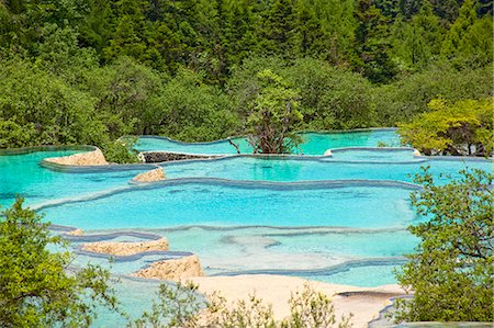 Jade-bathing Pond, Huang Long, Sichuan, China Stock Photo - Rights-Managed, Code: 855-06338620
