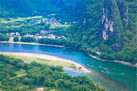 Li-Fluss (Lijiang) und Felsen gesehen von Xinping Dorf, Guilin, Guangxi, China Stockbilder - Lizenzpflichtiges, Bildnummer: 855-06338623