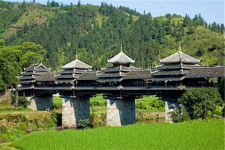 river in china - Cheng Yang Wind & Rain Bridge, Sanjiang, Guangxi Province, China Stock Photo - Rights-Managed, Code: 855-06338746
