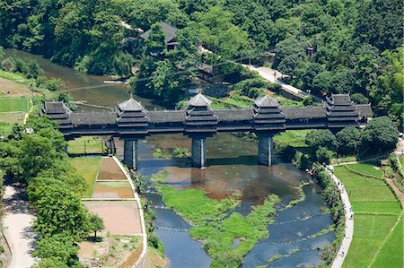 Cheng Yang Wind & Rain Bridge on Linxi River, Sanjiang, Guangxi Province, China Stock Photo - Rights-Managed, Code: 855-06338763