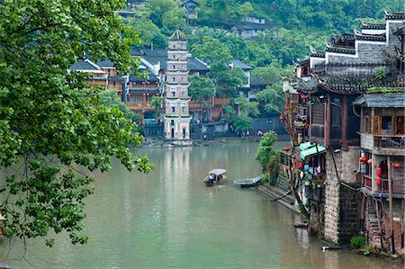 Tuo-Fluss und die Szene der Phoenix-Altstadt, Zhangjiazie, Hunan, China Stockbilder - Lizenzpflichtiges, Bildnummer: 855-06338786