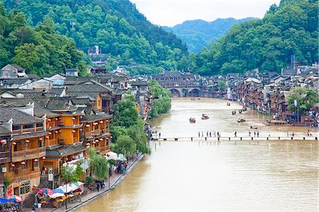 Tuo-Fluss und die Szene der Phoenix-Altstadt, Zhangjiazie, Hunan, China Stockbilder - Lizenzpflichtiges, Bildnummer: 855-06338797