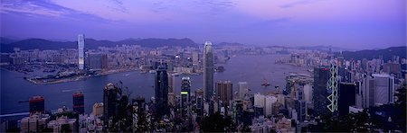 Cityscape from the Peak at dusk, Hong Kong Stock Photo - Rights-Managed, Code: 855-06339459