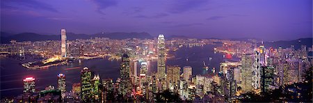 simsearch:855-06339397,k - Paysage urbain depuis le pic de nuit, Hong Kong Photographie de stock - Rights-Managed, Code: 855-06339451