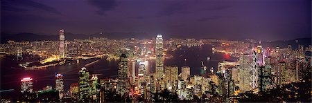 Cityscape from the Peak at night, Hong Kong Stock Photo - Rights-Managed, Code: 855-06339452