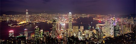 simsearch:855-06337667,k - Paysage urbain depuis le pic de nuit, Hong Kong Photographie de stock - Rights-Managed, Code: 855-06339453