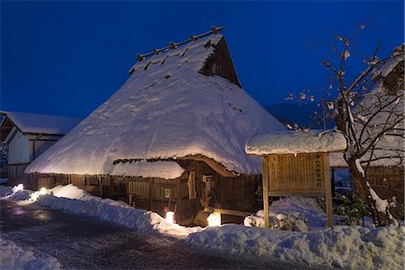 simsearch:855-03255197,k - Thatching (Kayabuki) folk houses in snow at night, Snow lantern festival, Kitamura village Miyama-cho, Nantan-shi, Kyoto Prefecture, Japan Stock Photo - Rights-Managed, Code: 855-08420896