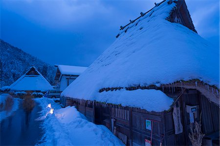 simsearch:855-03255197,k - Thatching (Kayabuki) folk houses in snow at night, Snow lantern festival, Kitamura village Miyama-cho, Nantan-shi, Kyoto Prefecture, Japan Stock Photo - Rights-Managed, Code: 855-08420892