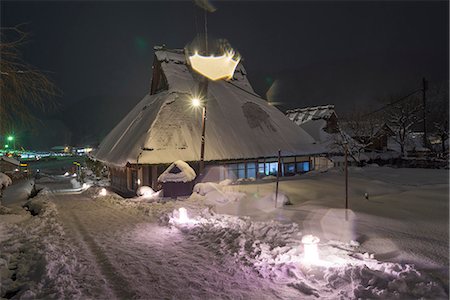 simsearch:855-08781663,k - Thatching (Kayabuki) folk houses in snow at night, Snow lantern festival, Kitamura village Miyama-cho, Nantan-shi, Kyoto Prefecture, Japan Stock Photo - Rights-Managed, Code: 855-08420900