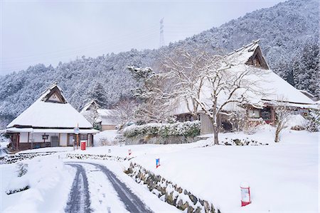 Thatching (Kayabuki) folk houses in snow, Kitamura village Miyama-cho, Nantan-shi, Kyoto Prefecture, Japan Stock Photo - Rights-Managed, Code: 855-08420910