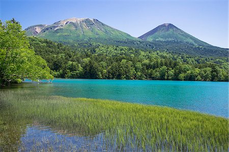 east asia places - Mount Meakan and Mount Akanfuji, Lake Onnetoh, Akan national park, Hokkaido, Japan Stock Photo - Rights-Managed, Code: 855-08781609