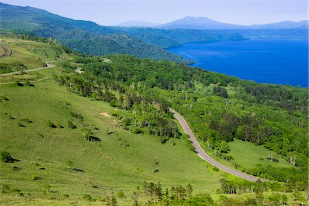 Overlooking Lake Kussharo and island from Bihoro Toge, Bihoro, Akan national park, teshikaga, kawakami district, Hokkaido, Japan Stock Photo - Rights-Managed, Code: 855-08781612