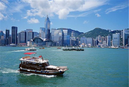 Bateau de tourisme et les toits de Hong Kong Photographie de stock - Rights-Managed, Code: 855-02985544