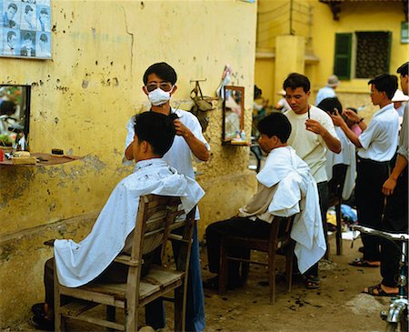 Open air barber shop, Vietnam Stock Photo - Rights-Managed, Code: 855-02985824