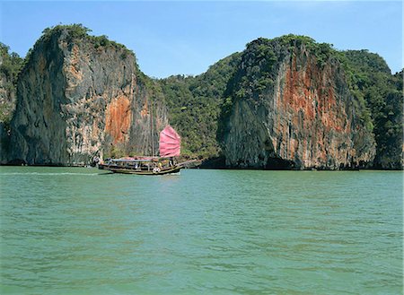 simsearch:855-02986677,k - Jonque chinoise de croisière à la baie de Phang Nga, Thaïlande Photographie de stock - Rights-Managed, Code: 855-02986692