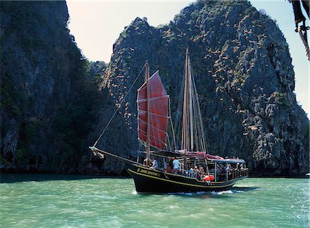 phang nga bay - Jonque chinoise de croisière à la baie de Phang Nga, Thaïlande Photographie de stock - Rights-Managed, Code: 855-02986749