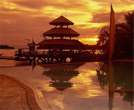 philippines sunsets - Barcelo pearl farm resort with swimming pool, Davao city/sunset Stock Photo - Rights-Managed, Code: 855-02987120