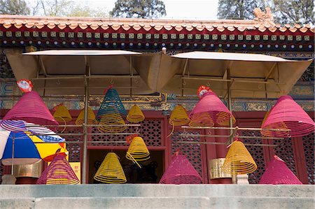 Colour spiral incense, Tanzhesi Temple, Beijing environs, China Stock Photo - Rights-Managed, Code: 855-02989183