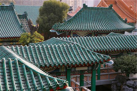 Chinese garden at Wong Tai Sin Temple, Kowloon, Hong Kong Fotografie stock - Rights-Managed, Codice: 855-02989600