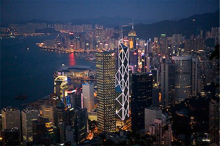 Cityscape from the Peak,Hong Kong at night Stock Photo - Rights-Managed, Code: 855-03024476