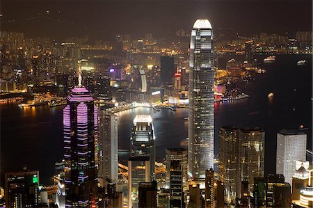 Cityscape from the Peak,Hong Kong at night Stock Photo - Rights-Managed, Code: 855-03024479