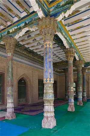 Temple intérieur de la mosquée dans le mausolée d'Abakh Hoja tombe, Kashgar, Xinjiang Uyghur autonomie district, Silkroad, Chine Photographie de stock - Rights-Managed, Code: 855-03024618