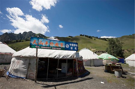 Kazakh yurts and kitchen,Xi Baiyanggou,Nanshan ranch,Wulumuqi,Xinjiang Uyghur autonomy district,Silk Road,China Stock Photo - Rights-Managed, Code: 855-03024801