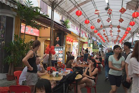 quartiere cinese - Smith Street (food street) in Chinatown,Singapore Fotografie stock - Rights-Managed, Codice: 855-03025244