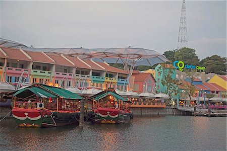 Clarke Quay, au crépuscule, Singapour Photographie de stock - Rights-Managed, Code: 855-03025310