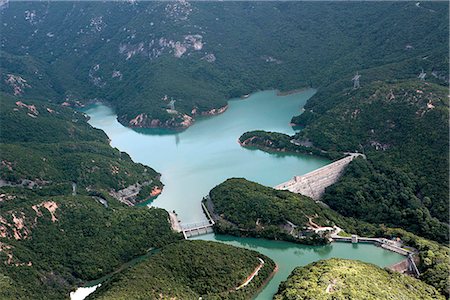 Aerial view over the Tai Tam country park and Tai Tam reservoir,Tai Tam,Hong Kong Foto de stock - Con derechos protegidos, Código: 855-03026678