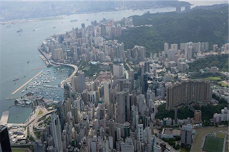 Vue aérienne sur Causeway Bay & Victoria Harbour, Hong Kong Photographie de stock - Rights-Managed, Code: 855-03026724