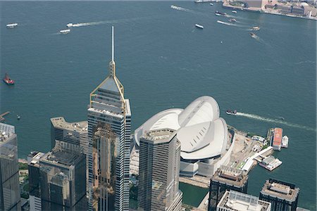 Aerial view over Wanchai,Hong Kong Fotografie stock - Rights-Managed, Codice: 855-03026747