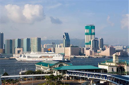 Outlying Island Ferry Piers inCentral overlooking Kowloon skyline,Hong Kong Stock Photo - Rights-Managed, Code: 855-03022613