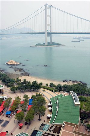 Overlooking Tsing Ma Bridge from Park Island Complex,Hong Kong Stock Photo - Rights-Managed, Code: 855-03023018