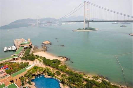 Overlooking Tsing Ma Bridge from Park Island Complex,Hong Kong Stock Photo - Rights-Managed, Code: 855-03023022