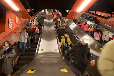 Escalator connection in Sai Wan Ho Station,Hong Kong Stock Photo - Rights-Managed, Code: 855-03023076