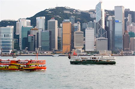 Star ferries in Victoria Harbour,Hong Kong Fotografie stock - Rights-Managed, Codice: 855-03023084