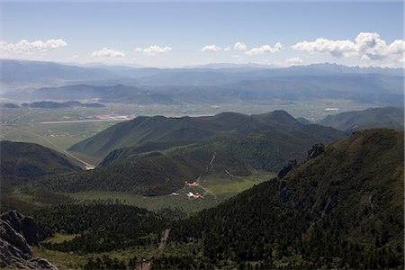 shangri la china - Panoramic view of the town of Shangrila from Shika snow mountain,Blue Moon Valley,Shangri-la,China Stock Photo - Rights-Managed, Code: 855-03023422