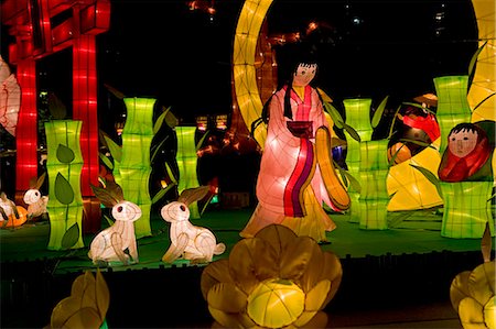 Exhibit of lanterns celebrating the Mid- Autumn Festival,Hong Kong Stock Photo - Rights-Managed, Code: 855-03023729