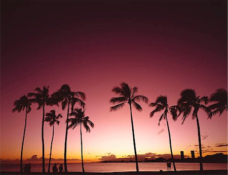 Oahu Waikiki beach at dusk, Hawaii, USA Stock Photo - Rights-Managed, Code: 855-03254914