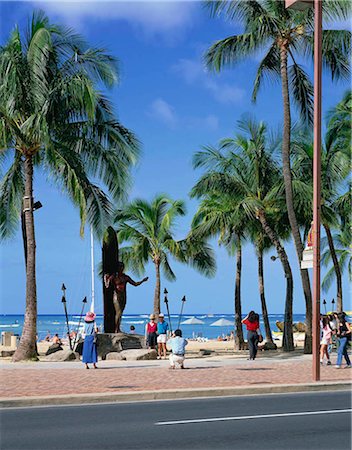 Kalakaua avenue, Oahu, Hawaii, USA Foto de stock - Con derechos protegidos, Código: 855-03254913