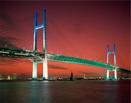 suspended bridge - Bay Bridge, Yokohama, Japan Stock Photo - Rights-Managed, Code: 855-03254965