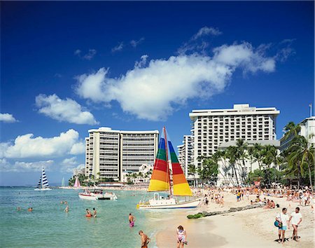 Oahu Waikiki beach, Hawaii, USA Stock Photo - Rights-Managed, Code: 855-03255075