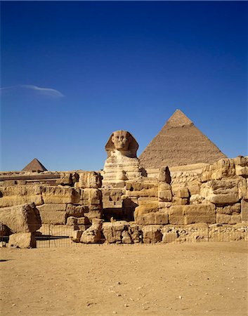 sfinge - Pyramid and Sphinx, Giza, Egypt Fotografie stock - Rights-Managed, Codice: 855-03255160