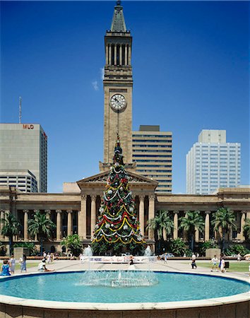 décembre - Plaza de l'hôtel de ville de Brisbane City Hall King George, Australie Photographie de stock - Rights-Managed, Code: 855-03255264
