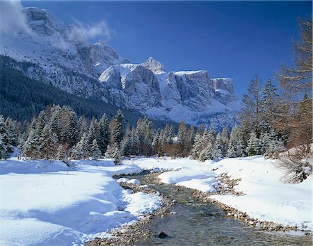 Dolomiti in snow, Italy Fotografie stock - Rights-Managed, Codice: 855-03255326